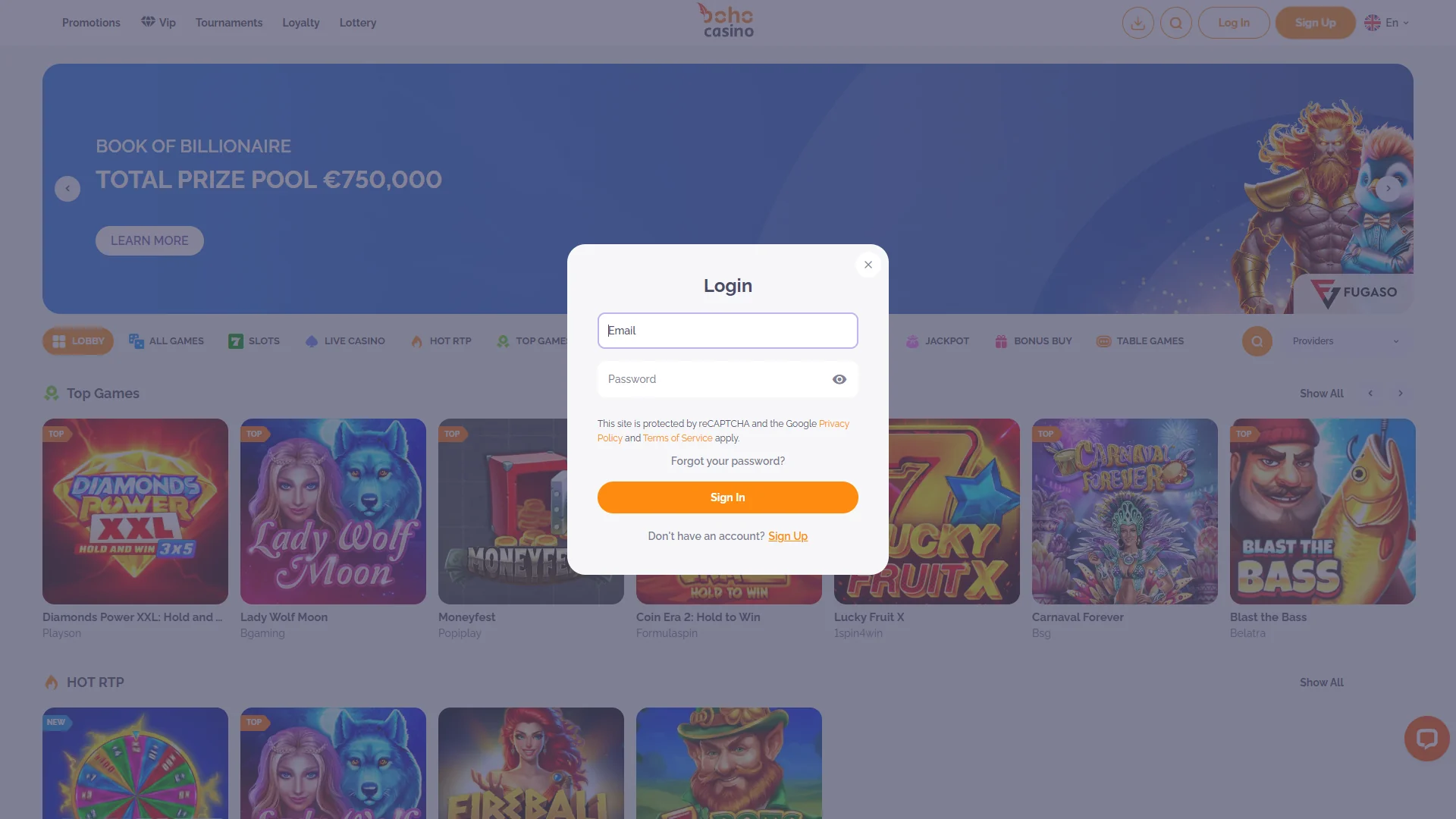 Boho Casino loginside